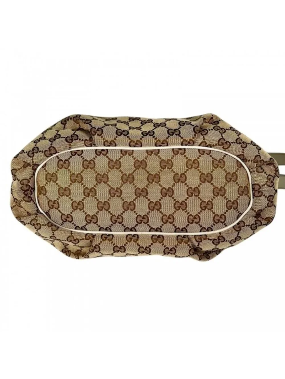 Gucci Shoulder Bag GG Canvas Beige Gold